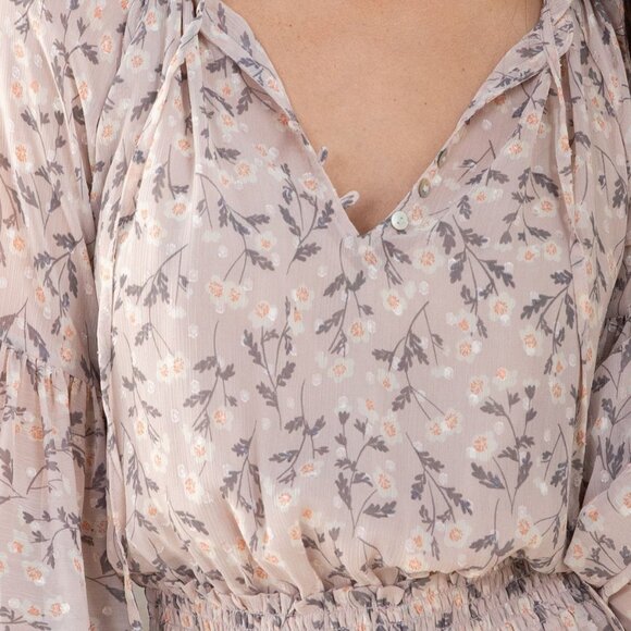 NWT LOVESTITCH Chiffon Peasant Cottagecore Mini Dress - Picture 12 of 13